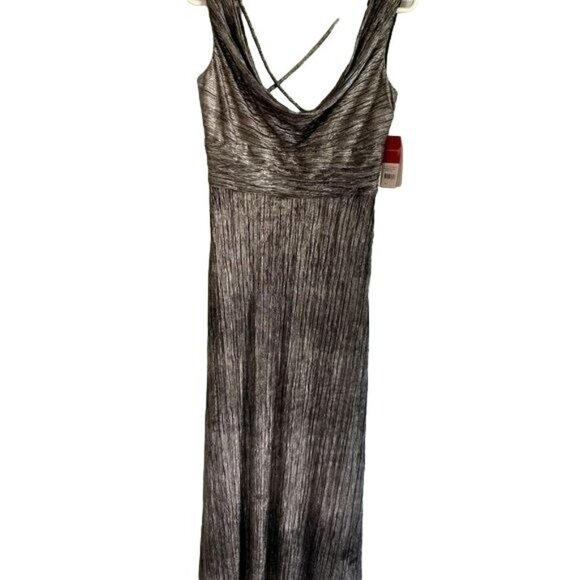 Donna Ricco Sleeveless Maxi Dress Silver Size 8 NEW with Tags - Picture 8 of 14